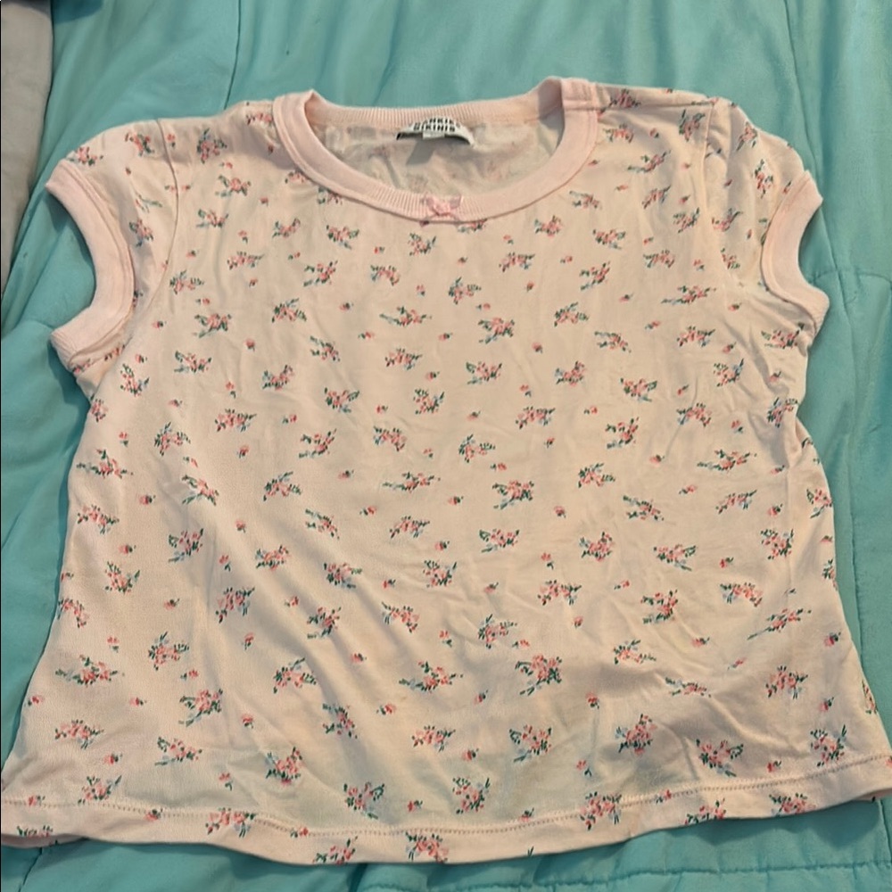 Frankie's Bikinis Light Pink Floral Tee